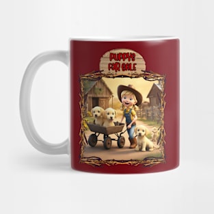 Cute Country Puppys for sale in wheel barrel Mug